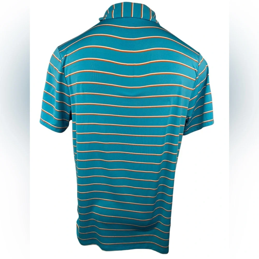 all in motion Men's Teal Striped Short Sleeve Polo Shirt Large
